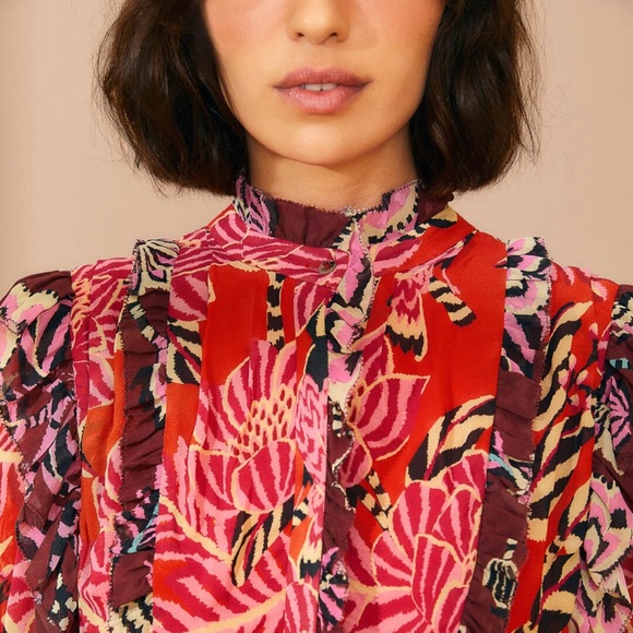 Farm Rio Mixed Floral Ruffle Mini Dress - Picture 5 of 12